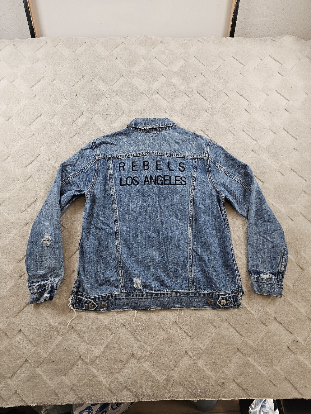 Lucky Brand Distressed Blue Denim Jacket Womens Large